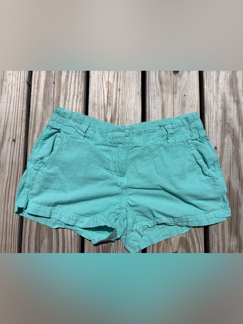 Vineyard Vines Shorts Womens 4 Mint Green Linen Cotton Chino Whale Embroidered